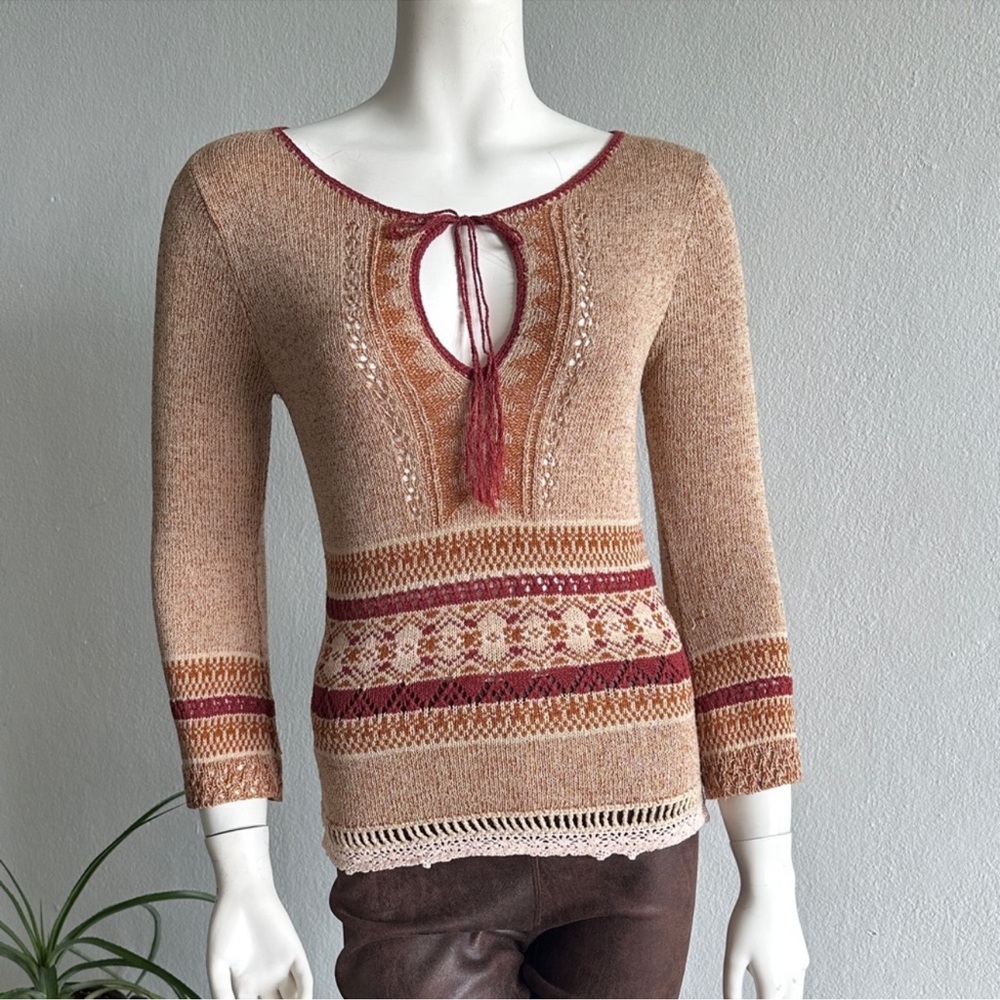 Vintage Y2K Arden B Knit Sweater – Bell Sleeves & Scalloped Hem- size S